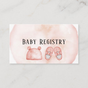 It's A Girl in Pink Coral And Gold Baby Registry Business Card