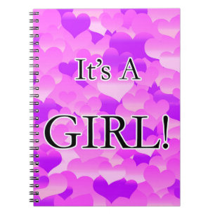 It's A Girl! Lavender Hearts Notebook