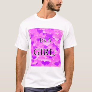 It's A Girl! Lavender Hearts T-Shirt