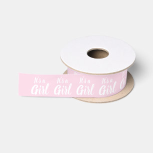 It's a Girl, light oink white, gift wrapping  Satin Ribbon