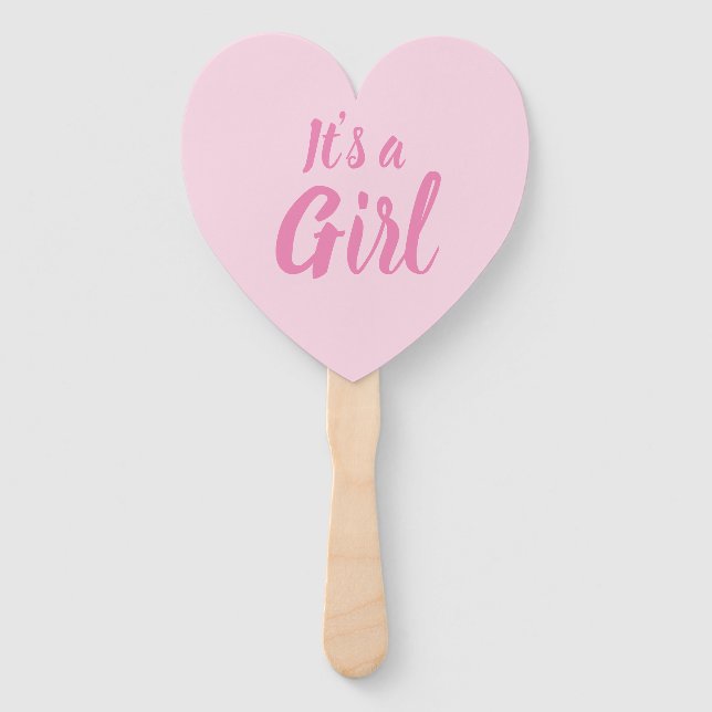 It's a Girl, light pink baby shower, gender reveal Hand Fan (Front)