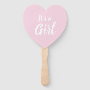 It's a Girl, light pink baby shower, gender reveal Hand Fan