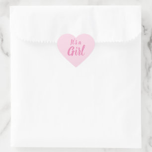 It's a Girl, light pink baby shower, gender reveal Heart Sticker