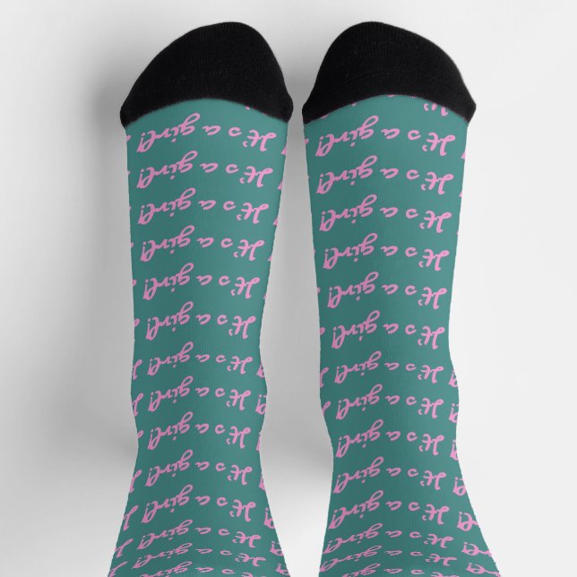 It's a Girl! Light Pink Script Baby Gender Reveal Socks (Top)