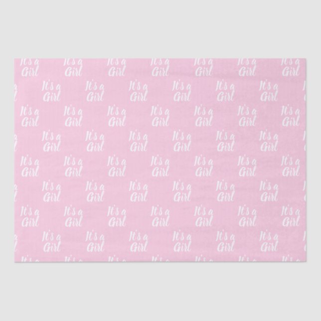 It's a Girl, light pink white baby shower gift Tissue Paper (Front)