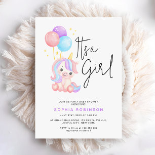 It's a Girl Magical Unicorn Baby Girl Shower Invitation