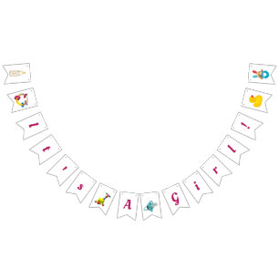 It's a Girl! Mandala in deep pink Bunting Flags