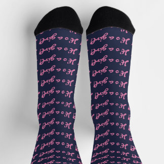 It's a Girl! Medium Pink Script Baby Gender Reveal Socks