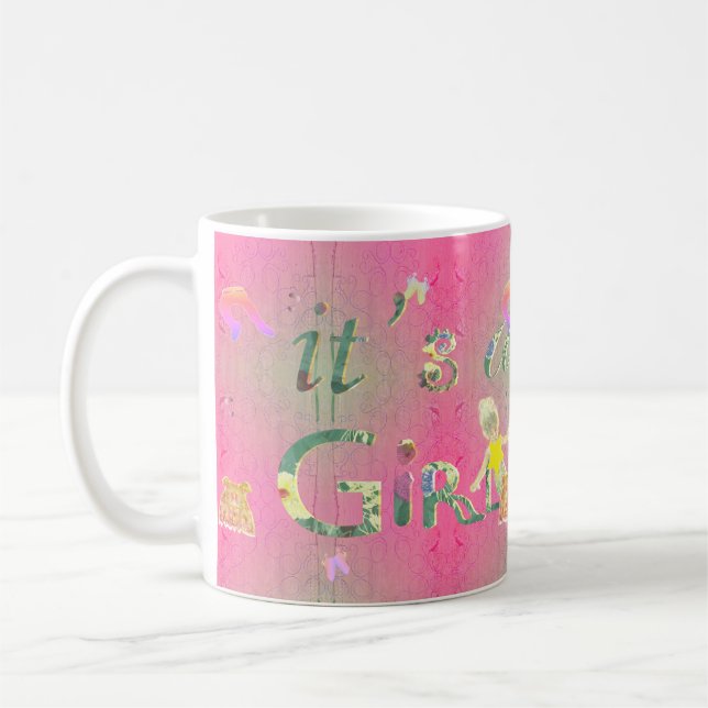 "It's a Girl" Mermaid/Baby Clothes Illustration Coffee Mug (Left)