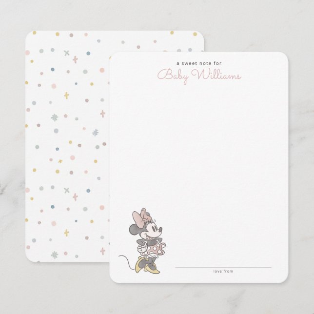 It's a Girl! Minnie Mouse Watercolor Baby Shower Card (Front/Back)