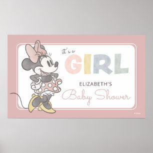 It's a Girl! Minnie Mouse Watercolor Baby Shower Poster