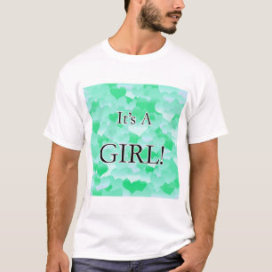 It's A Girl! Minty Hearts T-Shirt