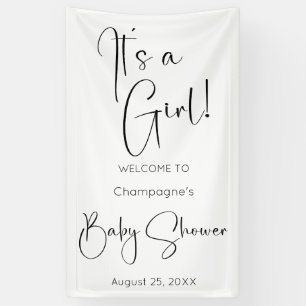It's A Girl Modern Script Baby Shower Banner