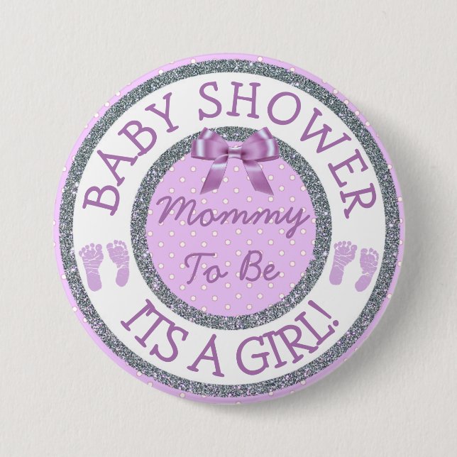 Its a Girl, Mommy to be Baby Shower Button (Front)
