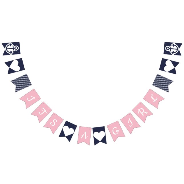 Its A Girl Nautical Bunting Flags (All)