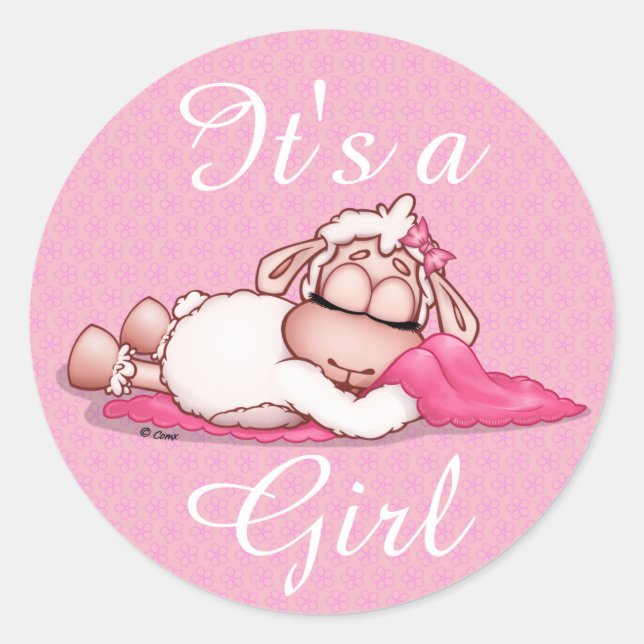 It's a Girl Personalize Baby Shower Pink sticker (Front)