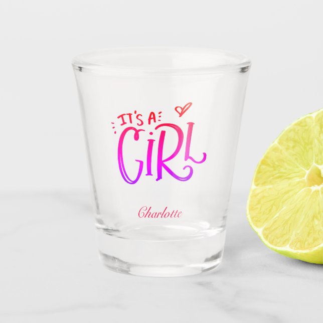 It's A Girl Personalized Baby Name Shot Glass (Front)