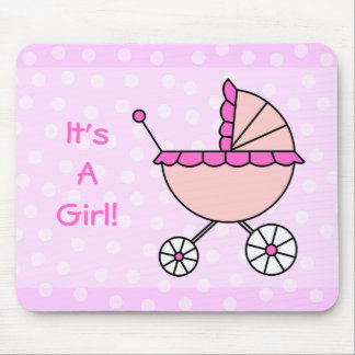It's A Girl! Pink Baby Carriage Mouse Pad