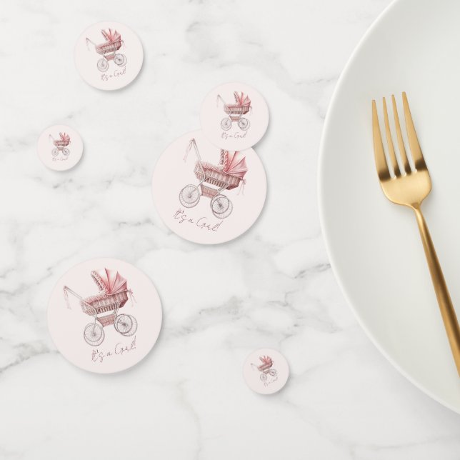 It's a Girl!  Pink Baby Carriage Shower Confetti (Group)