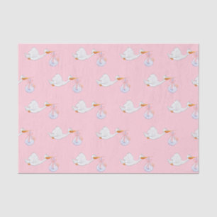 It's a Girl Pink Baby Girl Stork Tissue Paper