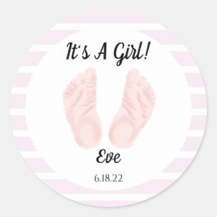 It's A Girl, Pink Baby Shower Classic Round Sticker