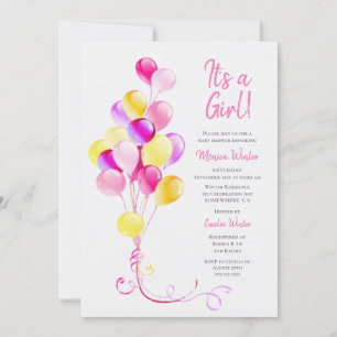 Its a Girl Pink Baby Shower Invitation