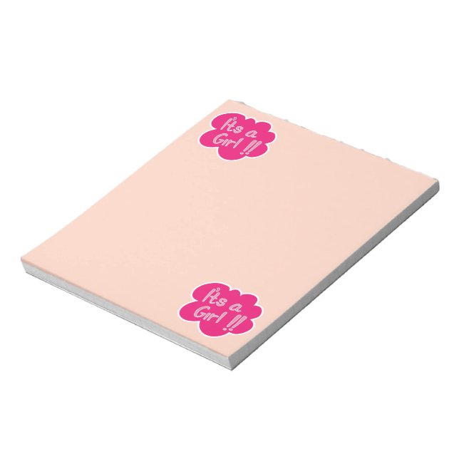 It's a girl pink baby shower notepad (Rotated)