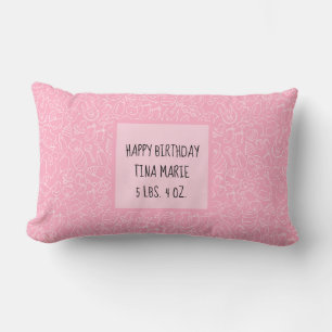 It's a Girl Pink Baby Shower Personalized Lumbar Pillow