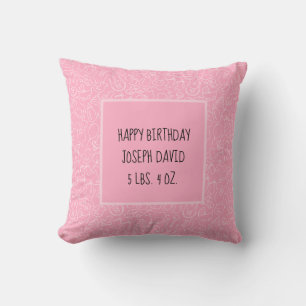 It's a Girl Pink Baby Shower Personalized Throw Pillow
