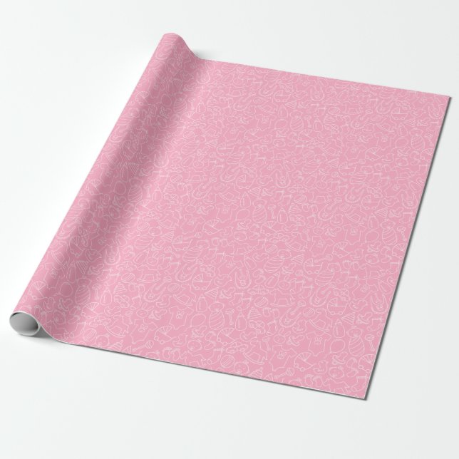 It's a Girl Pink Baby Shower Wrapping Paper (Unrolled)
