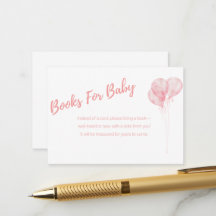 It's A Girl Pink Balloons Books For Baby Card