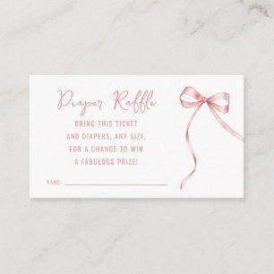 Its a Girl Pink Bow Baby Shower Diaper Raffle Enclosure Card