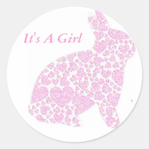 It's a Girl Pink Bunny Stickers