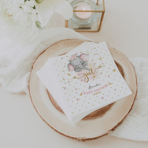 It's a Girl Pink Elephant Baby Girl Shower  Napkin