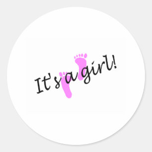 It's A Girl (Pink Feet) Classic Round Sticker