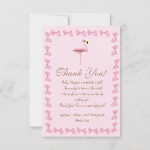 It's a Girl Pink Flamingo Baby Shower Thank You