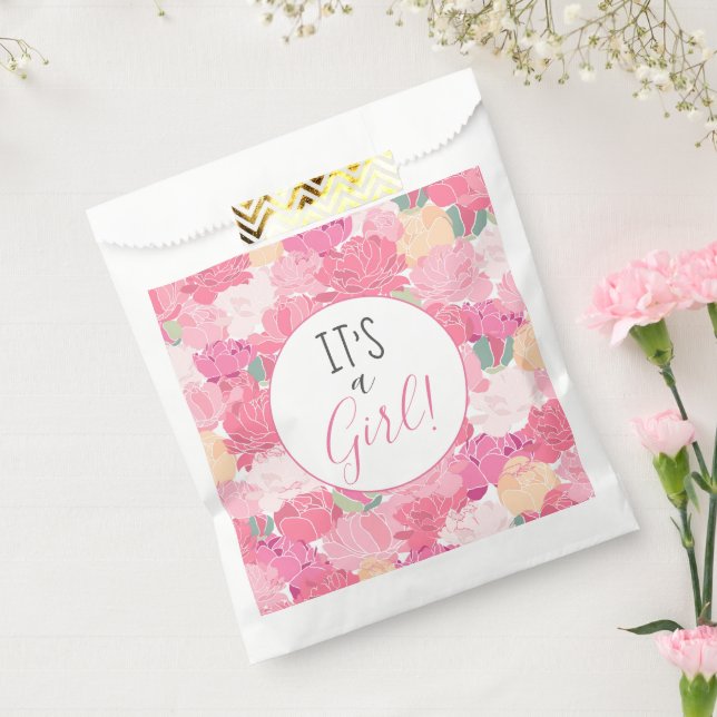 It's a Girl Pink Floral Pattern Baby Shower Favour Bag (Sealed)