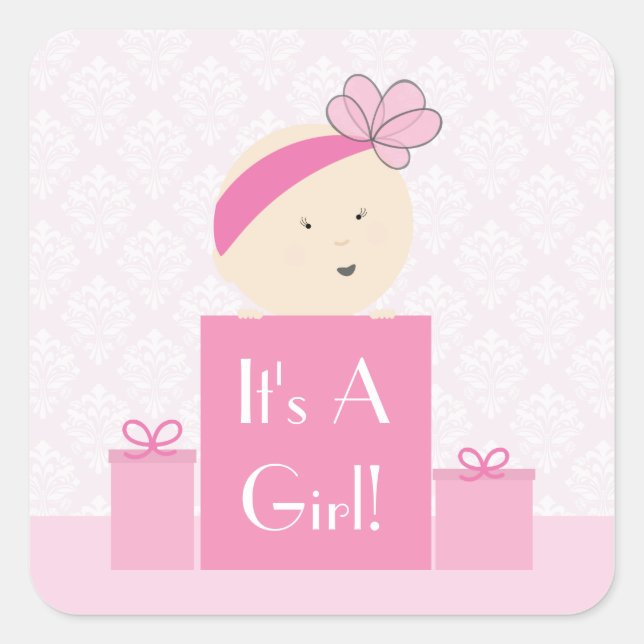 It's A Girl Pink Gifts Sticker (Front)