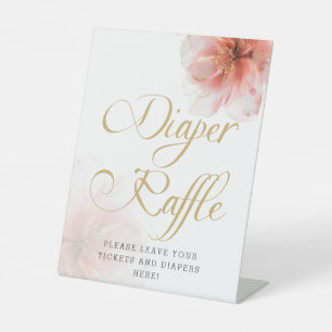 It's a Girl Pink Gold Baby Shower Diaper Raffle Pedestal Sign