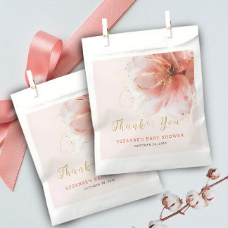It's a Girl Pink Gold Floral Modern Baby Shower Favour Bag