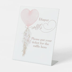 It's a Girl Pink Heart Balloon Baby Shower diaper Pedestal Sign