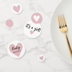 its a girl Pink Modern Heart Baby Shower Confetti