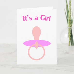 It's a Girl Pink Pacifier Announcement