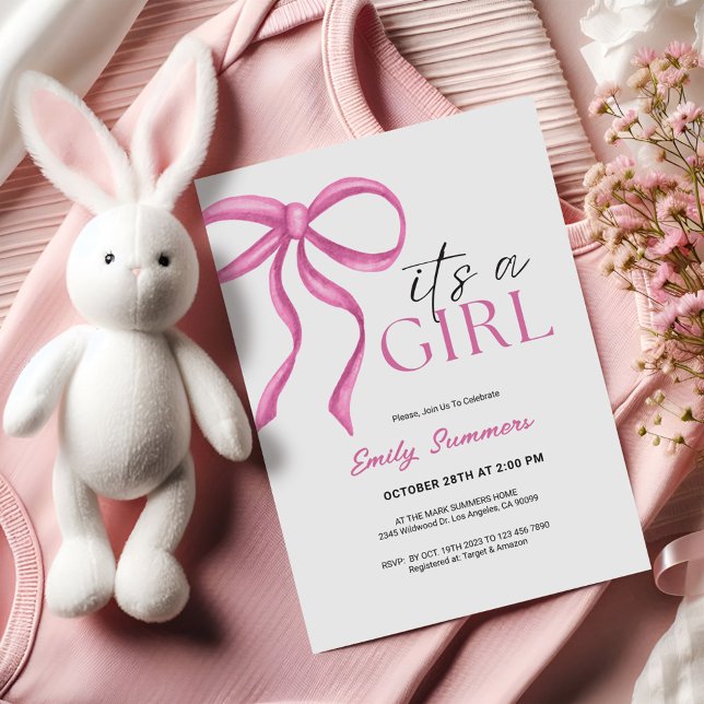 It's a Girl Pink Ribbon  Save The Date (Creator Uploaded)