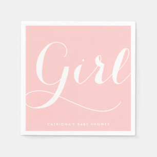 It's a Girl Pink Script Baby Shower Paper Napkin