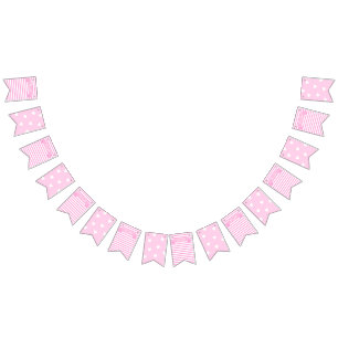 It's a girl!   Pink Stripes & Hearts Birthday Bunting Flags