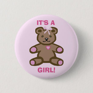 It's a girl pink teddy bear 2 inch round button