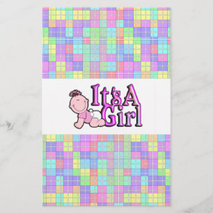 It's A Girl Pink Text w/ Baby Candy Bar Wrapper