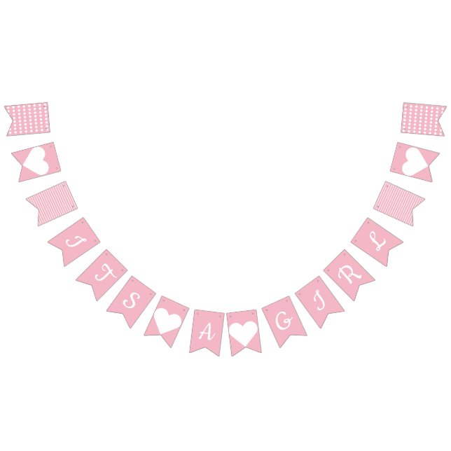 Its A Girl Preppy Bunting Bunting Flags (All)