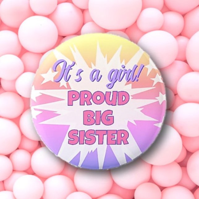 It's a girl! Proud Big Sister Button (Creator Uploaded)